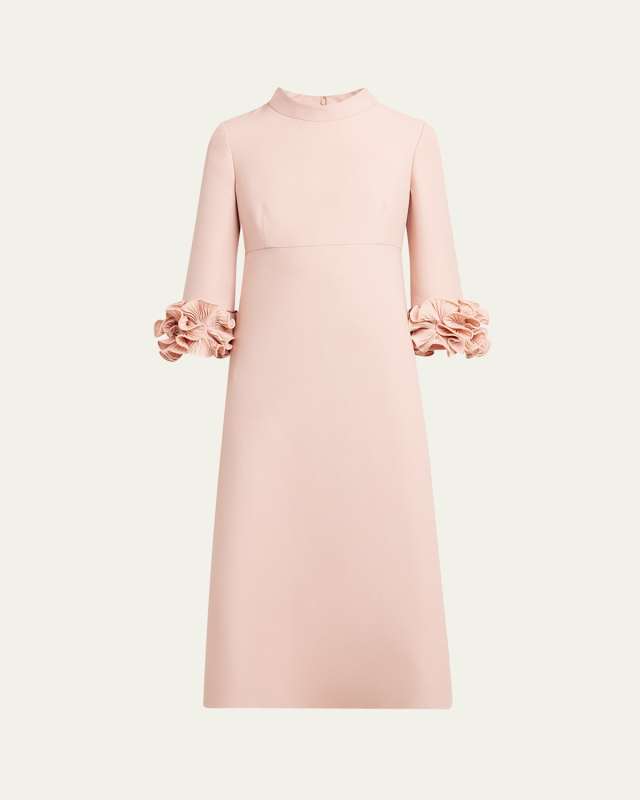 Floral Cuff Crepe Couture Midi Dress